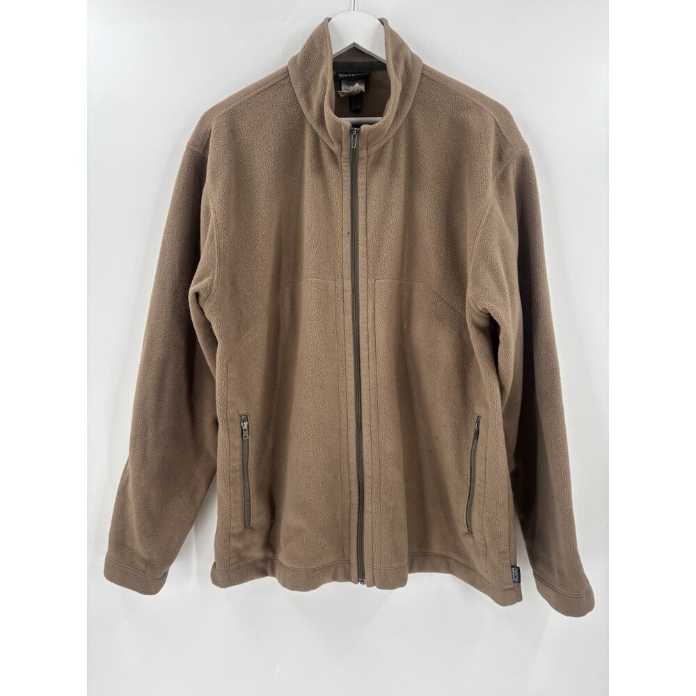 Patagonia Synchilla Fleece Jacket Mens Large Brown Full Zip Pockets Logo Collar